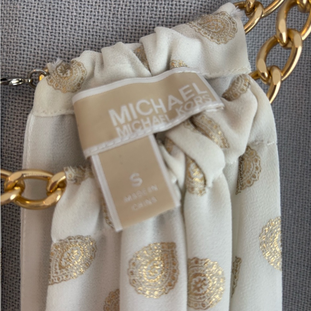 Michael Kors Cream and Gold Chain Accent Blouse